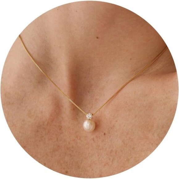 ⚡Pearl Necklace for Women 14K Gold-plated/White Gold-plated Dainty outfit - Picture 1 of 7